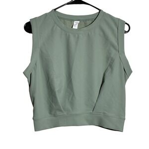 Halara Ribbed Sleeveless Crop Top Sage Green Athletic Workout Athleisure Size S
